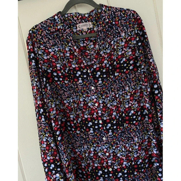 Nanette by Nanette Lepore, Button Down Shirt, Tunic in Floral Print, Black - Picture 4 of 6